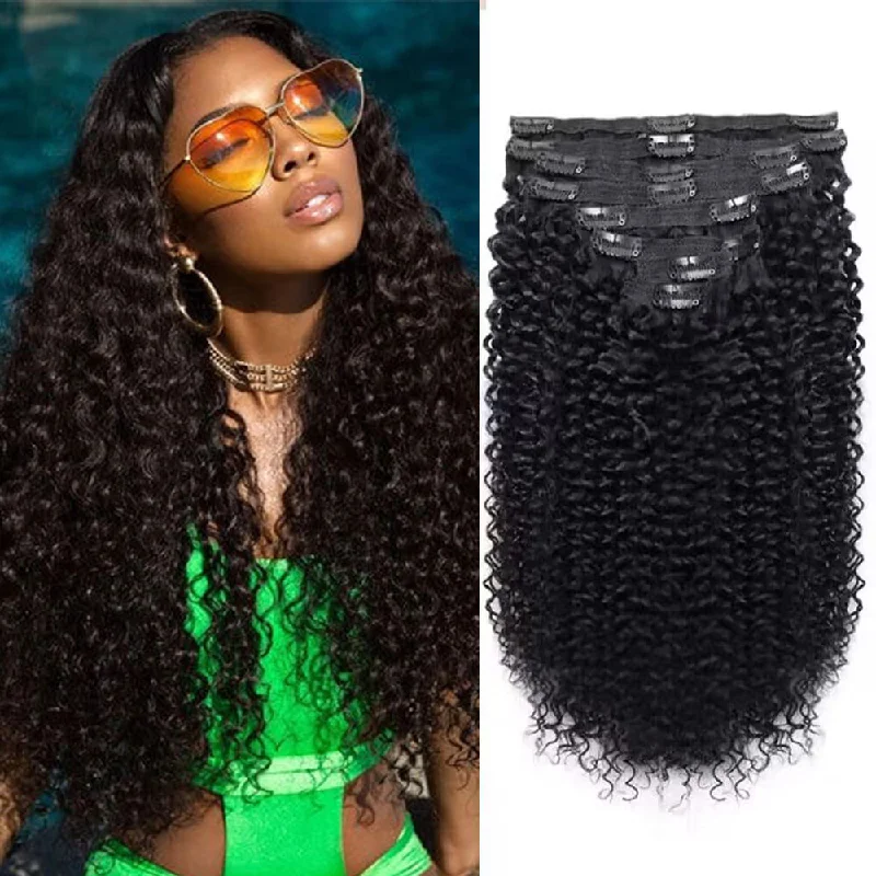 Clip - in hair extensions with a side - part for a more flattering look3c/4a | Clip-in Hair Curly Human Hair Extensions 8pcs Per Set with 18Clips Sterly Hair Clip - in hair extensions with a side - part for a more flattering look3c/4a | Clip-in Hair Curly Human Hair Extensions 8pcs Per Set with 18Clips Sterly Hair