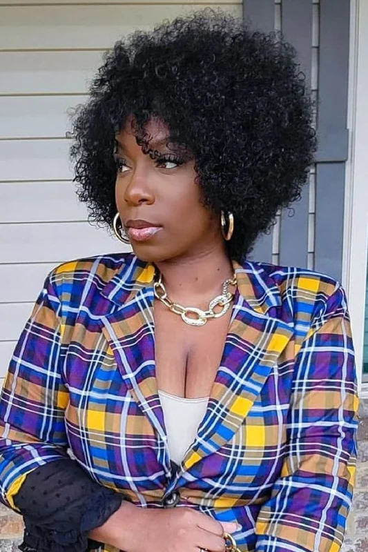 Synthetic elf wig that's heat - resistant for stylingT Part Wig Side Part Bob Kinky Curly-PB40 Synthetic elf wig that's heat - resistant for stylingT Part Wig Side Part Bob Kinky Curly-PB40