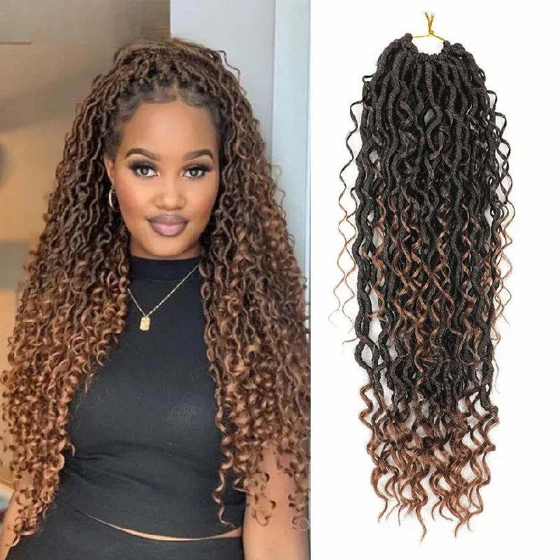 Curly Faux Locs - Crochet Hair - Synthetic Goddess Locs Crochet Hair