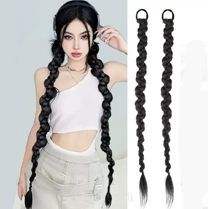 Curly wig with a wavy fringe for a soft and feminine lookTwist ponytail braid wig yv31273 Curly wig with a wavy fringe for a soft and feminine lookTwist ponytail braid wig yv31273