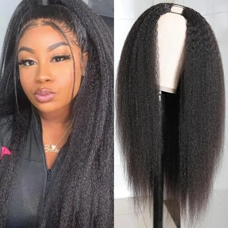 U - shaped wig with straight hair for a sleek appearanceU Part Wig Human Hair Wigs Kinky Straight Wig U - shaped wig with straight hair for a sleek appearanceU Part Wig Human Hair Wigs Kinky Straight Wig