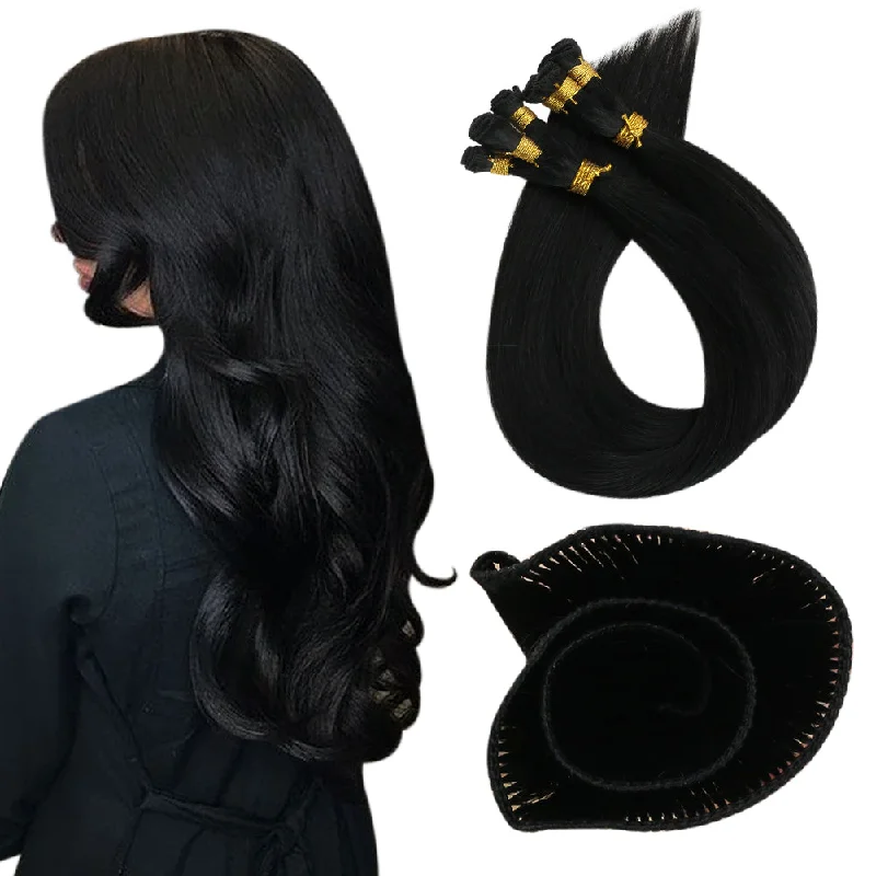 Clip - in hair extensions with a wispy fringe for a soft and feminine lookMoresoo Virgin Hair Hand Tied Weft Best Sew In Human Hair Jet Black (#1) Clip - in hair extensions with a wispy fringe for a soft and feminine lookMoresoo Virgin Hair Hand Tied Weft Best Sew In Human Hair Jet Black (#1)
