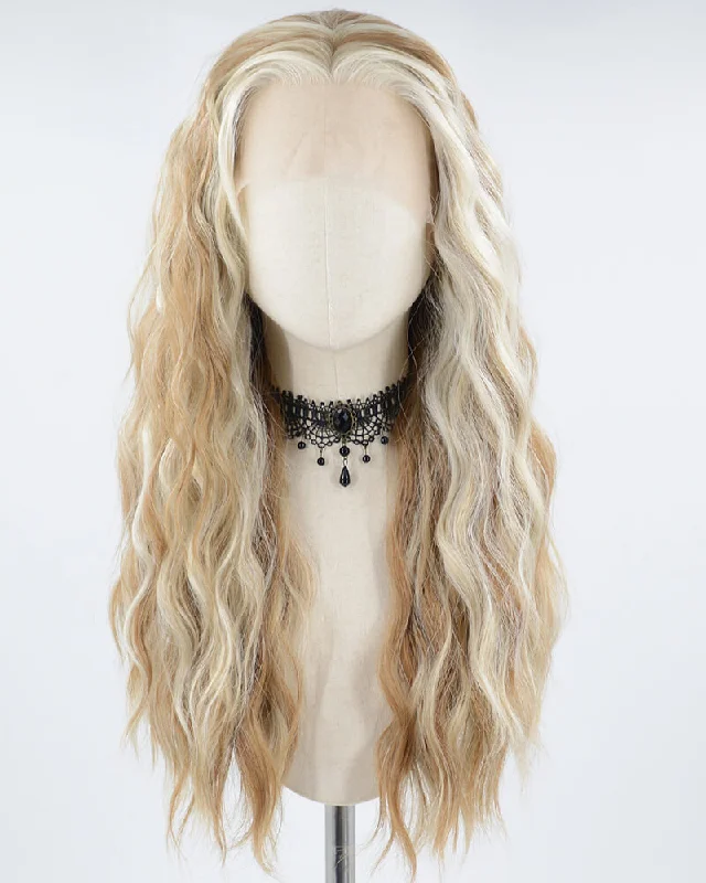 Synthetic curly wig with a tight - curl pattern for a natural lookWhite Strunk Stripe Blonde Curly Synthetic Lace Front Wig WW699 Synthetic curly wig with a tight - curl pattern for a natural lookWhite Strunk Stripe Blonde Curly Synthetic Lace Front Wig WW699