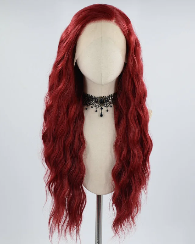 Curly wig in a platinum - blonde color for a bold and trendy lookWine Red Long Curly Synthetic Lace Front Wig WW588 Curly wig in a platinum - blonde color for a bold and trendy lookWine Red Long Curly Synthetic Lace Front Wig WW588