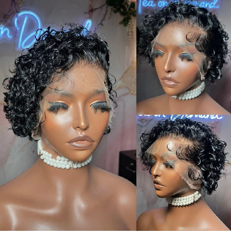 Curly wig with a pre - plucked hairline for a more natural lookWOWANGEL Curly Pixie Skinlike Real HD Full Lace Wig Short Cut Wig Curly wig with a pre - plucked hairline for a more natural lookWOWANGEL Curly Pixie Skinlike Real HD Full Lace Wig Short Cut Wig