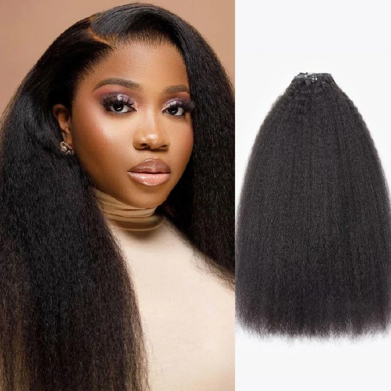 Clip - in hair extensions with a curly texture for a bold and stylish choiceWOWANGEL Kinky Straight Seamless Clip In Hair Extensions Clip - in hair extensions with a curly texture for a bold and stylish choiceWOWANGEL Kinky Straight Seamless Clip In Hair Extensions