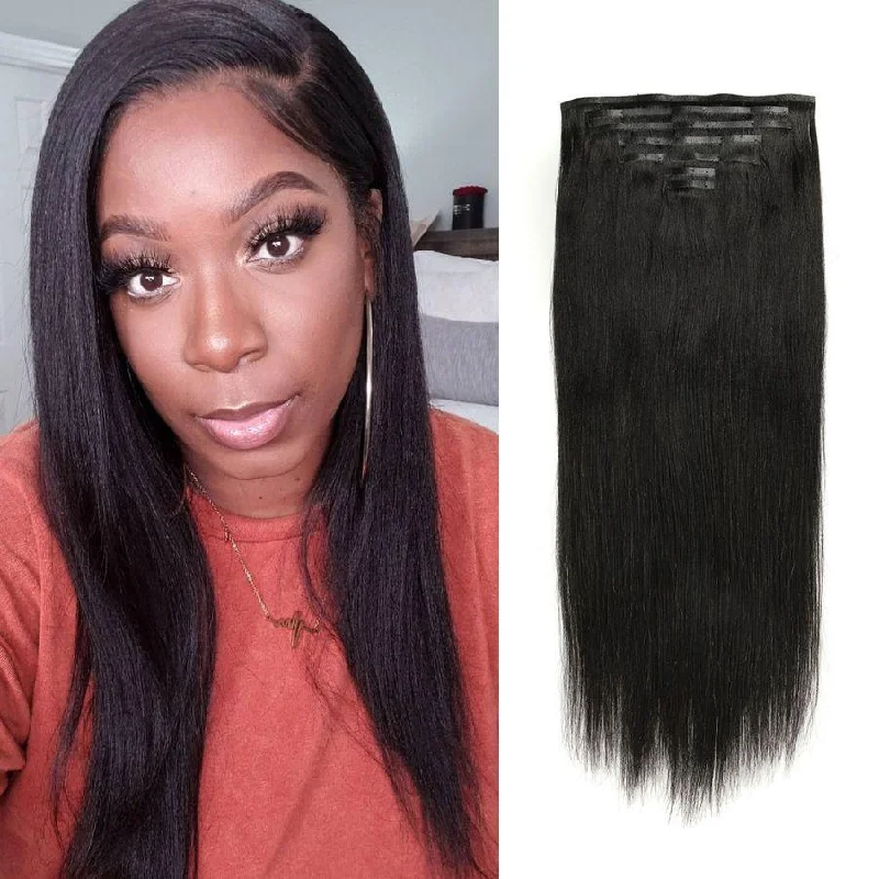 Clip - in hair extensions with a wavy texture for a beachy and relaxed lookWOWANGEL Yaki Straight Seamless Clip In Hair Extensions Clip - in hair extensions with a wavy texture for a beachy and relaxed lookWOWANGEL Yaki Straight Seamless Clip In Hair Extensions