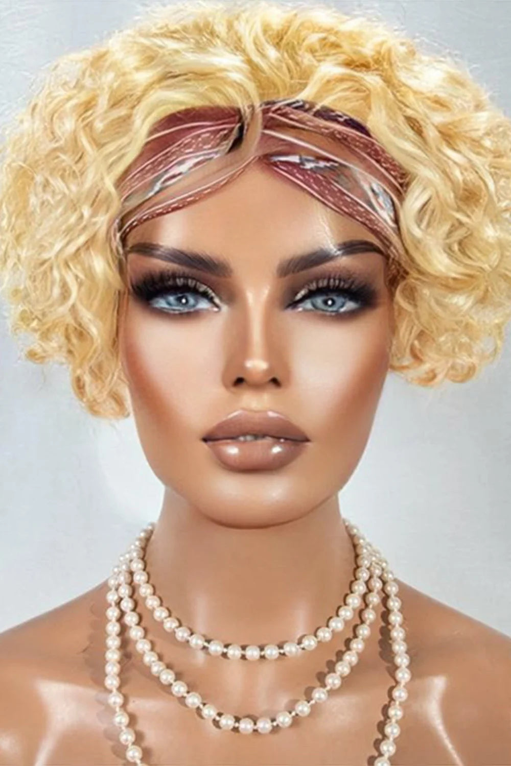 Glittery elf wig for a sparkly and glamorous elf costume613# Curly Bob Human Hair Headband Wig Glittery elf wig for a sparkly and glamorous elf costume613# Curly Bob Human Hair Headband Wig