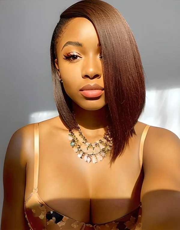 10-14 Inch Asymmetrical Ombre Brown Bob Glueless Human Hair Lace Wig / Closure Wig - LFB053 10-14 Inch Asymmetrical Ombre Brown Bob Glueless Human Hair Lace Wig / Closure Wig - LFB053