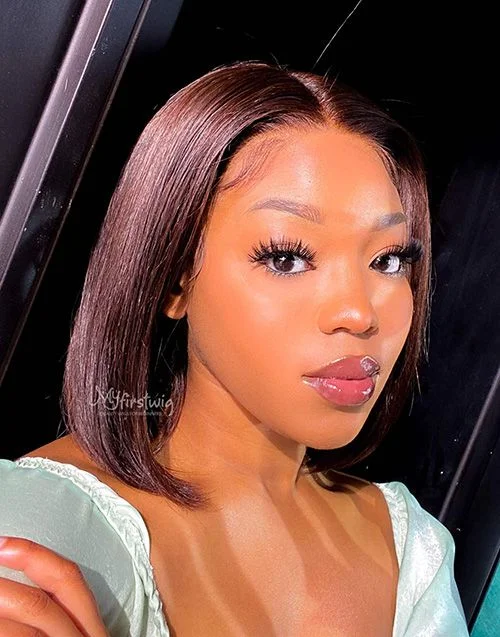 10-14 Inch Ombre Brown Bob Glueless Human Hair Lace Wig / Closure Wig - Alicia LFB030 10-14 Inch Ombre Brown Bob Glueless Human Hair Lace Wig / Closure Wig - Alicia LFB030