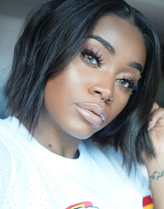 10-14 Inch Short Bob Glueless Human Hair Lace Wig / Closure Wig - Laurasia LFW036