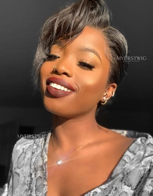 10 Inch Pixie Cut Short Bob Glueless Human Hair Lace Wig / Closure Wig - Tiara LFB037