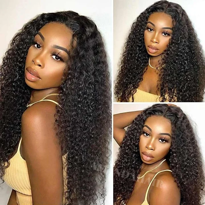 5x7 Jerry Curly Hair Undetectable Transparent HD Glueless V8  Lace Front  Wigs with Deep Hairline Free Part C Type Hairstyle