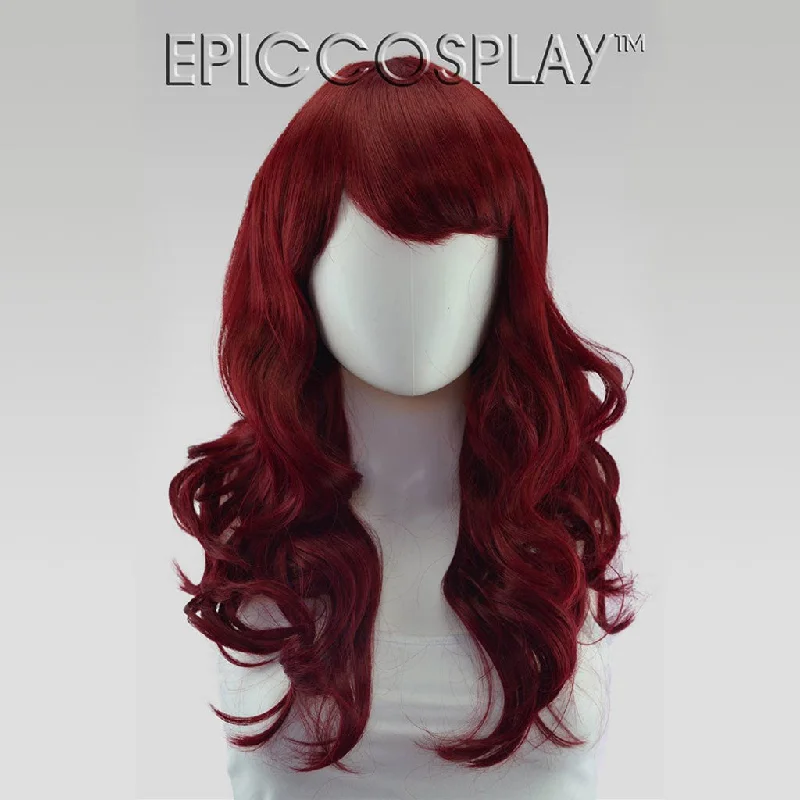 Medium - length wig with a curly texture for a bold and stylish choiceHestia - Burgundy Red Wig