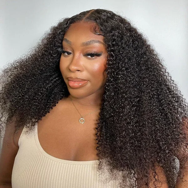 Lolly Short Kinky Curly Bob Wigs 7x6 5x5 Pre Bleached Ready to Wear Glueless Lace Wigs Pre-Cut HD Lace Front Wigs Human Hair