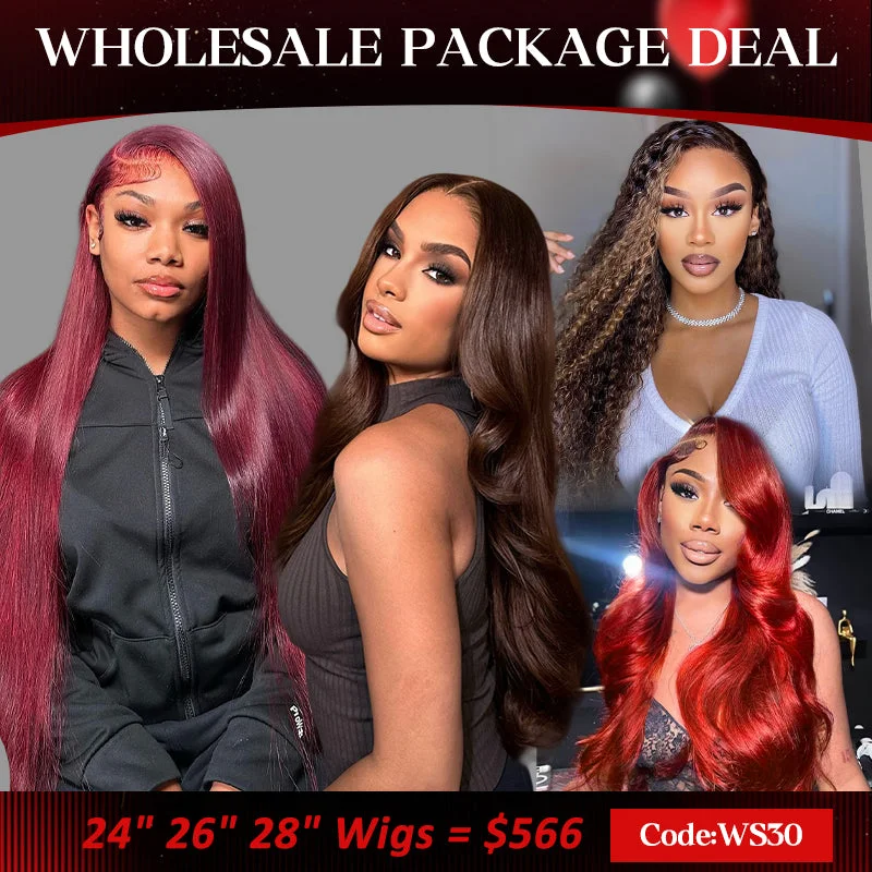 Ishow Wholesale Package Deal PPB™ Colored Human Hair Wigs 13x4 Pre Cut Lace Ready To Wear Wig Pre Plucked Ishow Wholesale Package Deal PPB™ Colored Human Hair Wigs 13x4 Pre Cut Lace Ready To Wear Wig Pre Plucked
