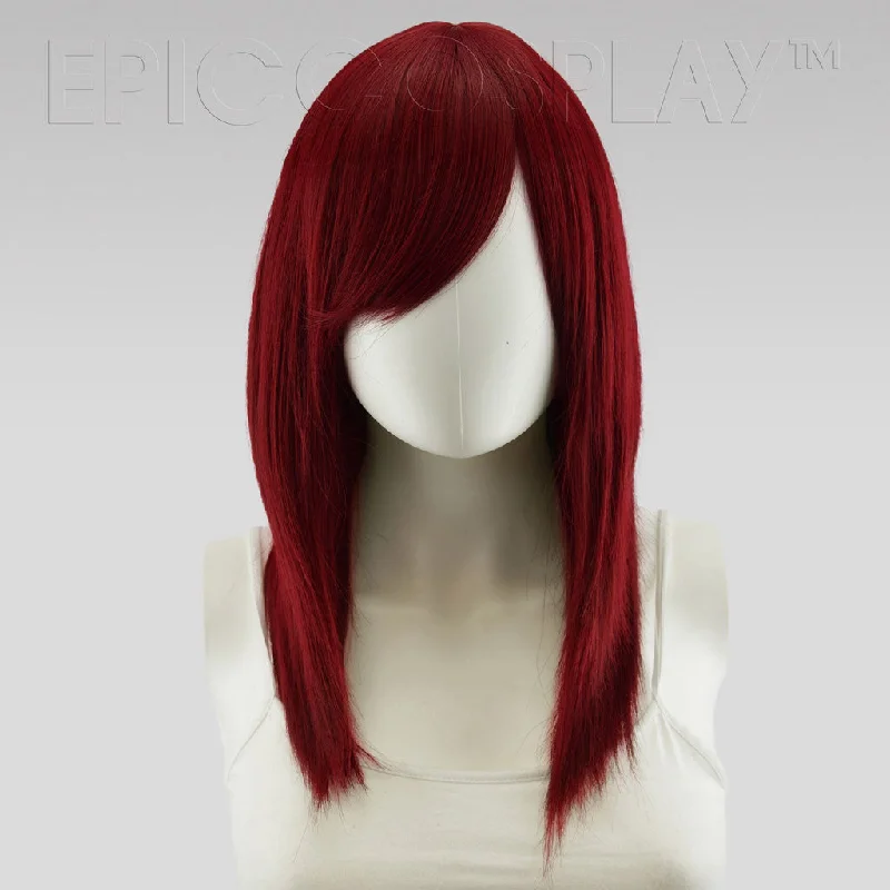 Medium - length wig with a middle - part for a classic and elegant styleTheia - Burgundy Red Wig