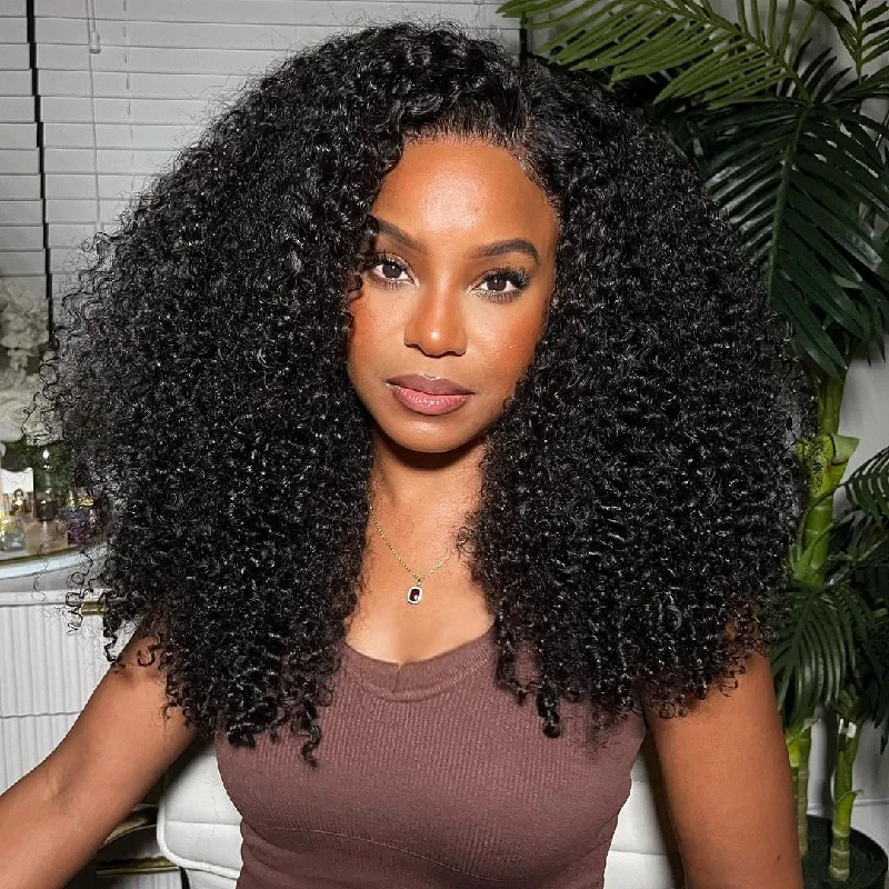 Glueless Thick Fluffy  Curly Human Hair Wigs Lace Closure Wig-Amanda Hair